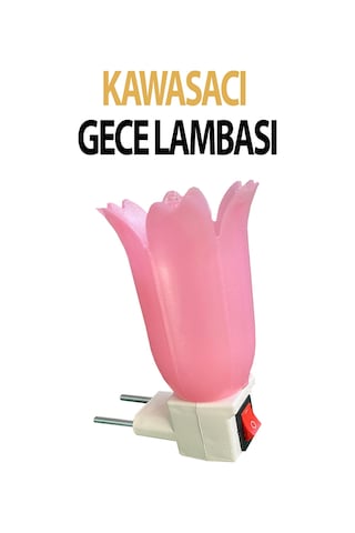 Nostaljik Pembe Gece Lambası, Flaşlı, Çıt Çıt Anahtarlı, 7 Watt Ampüllü, Şık Ve Kullanışlı Pembe