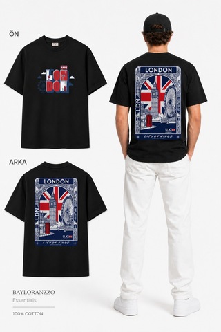 Bayloranzzo London %100 Pamuk Heavy Cotton Premium Kalite Unisex Tişört Siyah