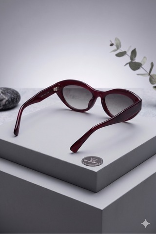 Katte Çerçeveli Cateye Güneş Gözlüğü Modern Zarif Model Unisex Gözlük Bordo