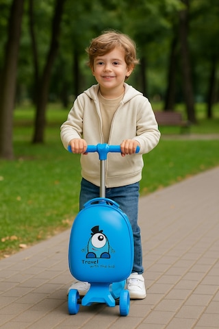 Heybee Luggages Heybee Sevimli Canavar Scooter Mavi Çocuk Valiz Diğer