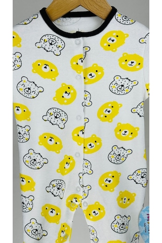 Ayıcıklı Pamuklu Çıtçıtlı Bebek Tulum 001