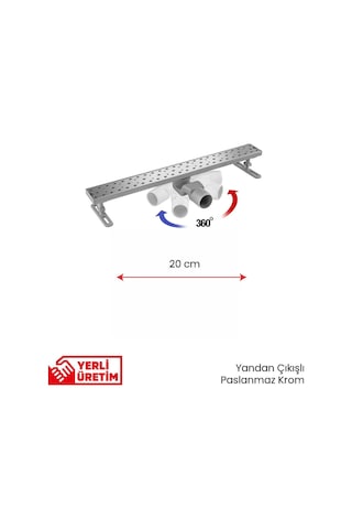 360 Dönerli Lineer Süzgeç - Yan Çıkışlı - Paslanmaz Krom