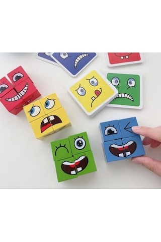 Ahşap 4 Kişilik Yüz İfade Oyunu Magic Cube Eğlenceli Masa Oyunu Max. 4 Kişi