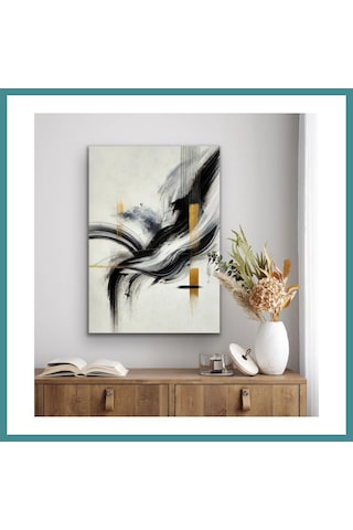 Trendexa Siyah Gold Soyut Kanvas Tablo 70x100cm Mac