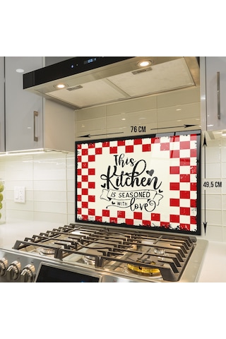 Decorita Cam Ocak Arkası Koruyucu | Kitchen Love | 49,5cm x 76cm