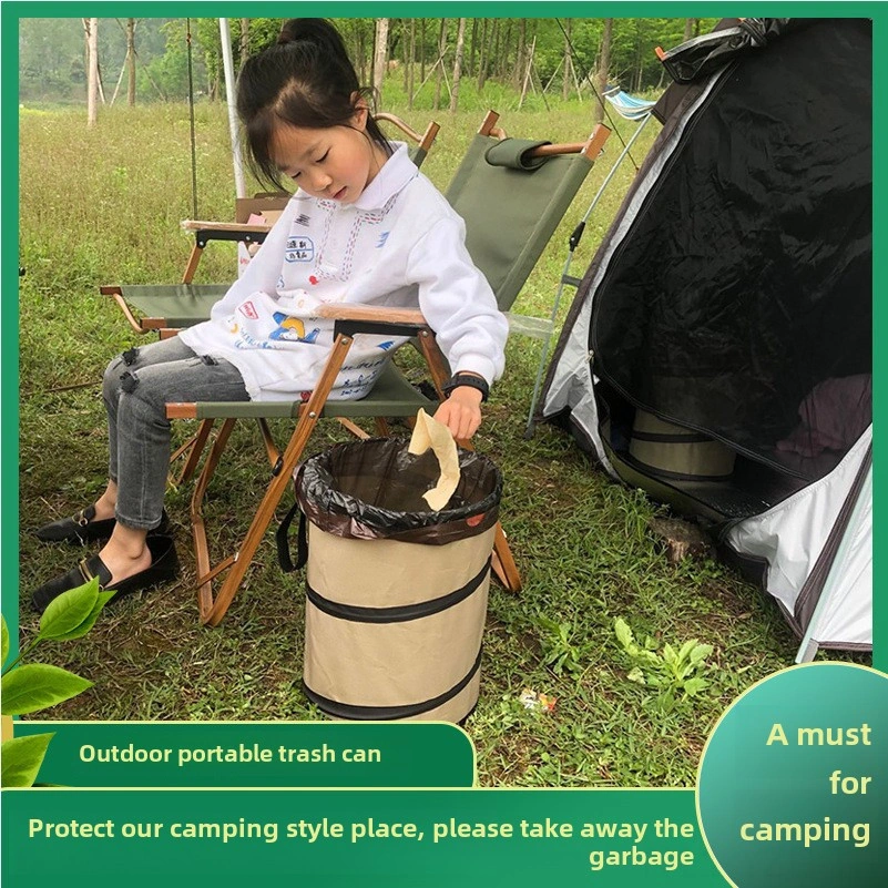 Yuntech01 Dışarıda Kullanım Kolay Taşınabilir Çımbızsız Tek Kollü Katlanabilir Mavi-kahverengi D25 Mini Boy Kamp Bahçe Çöp Kutusu