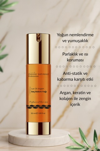 Insane Naturale Lux Oil Argan Saç Bakım Yağı 50 ML