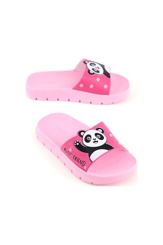 Gezer Kız Çocuk Yazlık Best Friend Panda Pu Rahat Taban Ev Banyo Havuz Plaj Terlik Fuşya
