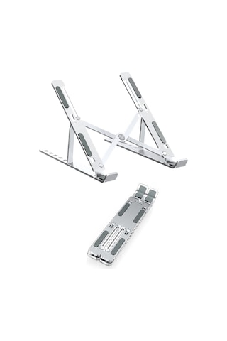 Wezone Alüminyum Notebook Stantı 6 Seviye Yükseklik Ayarlı Soğutucu Katlanabilir Tahta Masaüstü Ergonomik Tutucu