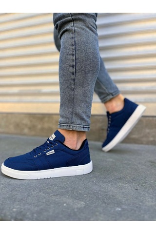 Mevese Camden Bağcıklı Keten Kumaş Erkek Günlük Sneaker Ayakkabı Lacivert