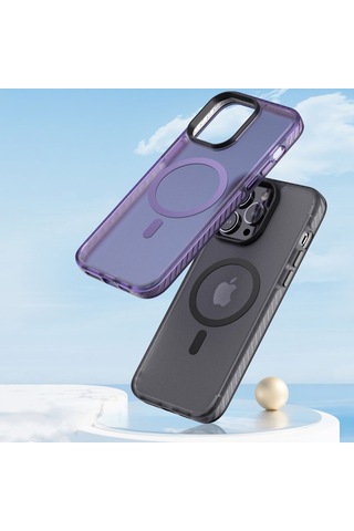 Zeyline Apple Uyumlu iPhone 14 Pro Mat Arka Yüzey Wireless Şarj Özellikli Zore Locik Kapak-derin Mor