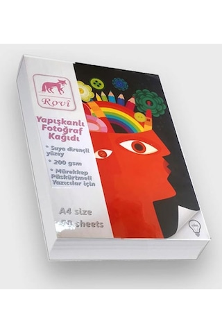 Yapışkanlı Sticker Fotoğraf Kağıdı Parlak Epson-Canon-Hp-Brother A4 50 Yaprak