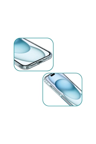 Fitcase Apple Uyumlu iPhone 15 Plus Kılıf Kamera Korumalı Silikon Şeffaf Arka Kapak