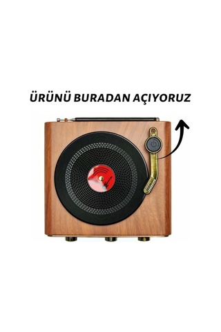 Nostaljik Tasarım Plak Çalar Görünümlü Ralu Bluetooth Hoparlör Retro Müzik Plak Açık Kahverengi 85982998