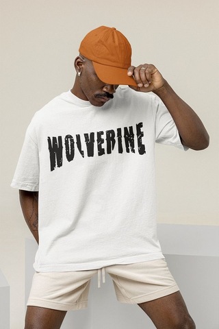 Wolverine Marvel Kahraman Baskılı Unisex Oversize Tişört Beyaz