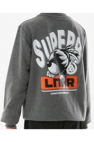 Erkek Çocuk Superb Önü Arkası Yazı Resim Desenli Antrasit Renk Sweatshirt Antrasit