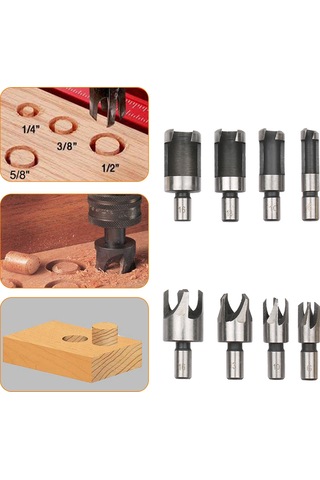Suofeng 8 Parçalı Ahşap Tıpa Kesici Matkap Ucu Seti - Dayanıklı Karbon Çelik, 22-26mm Uzunlukta Tıpa Kesme İçin İdeal