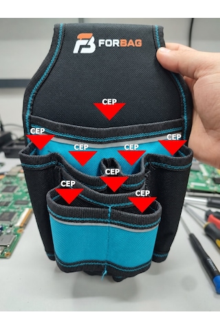 Hırdavat Çantası Bel Çantası,alet Takım Çantası Kemer Klipsli Plastik Korumalı 8 Bölmeli 26x17x7