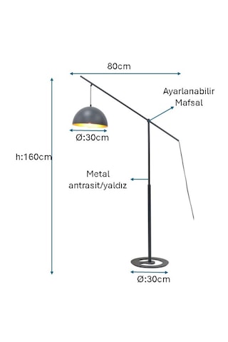 Antrasit/gri Boyalı Lambader Plc-1215-l-gr