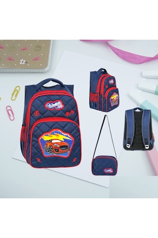 Waddell İlkokul Sırt Çantası ve Beslenme Çantası Araba Lacivert