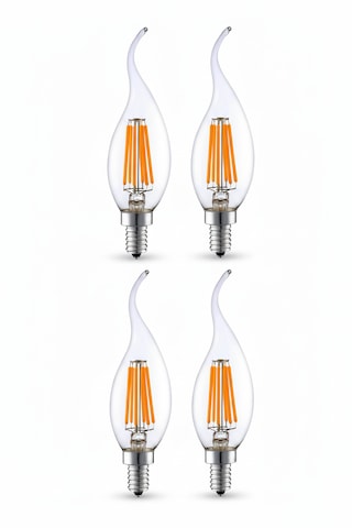 Rustik Kıvrık 4w E14 Led Ampul 400lm 4lü Paket