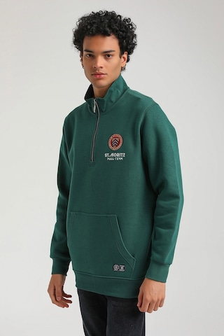 New World Polo Yeşil Slim Fit Half-zip Sweatshirt 23fwm64064-yesıl Yeşil