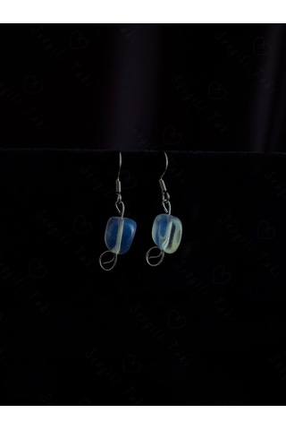 Opal Doğal Taşlı Çelik Küpe -sevgili Takı Koleksiyonu Gümüş