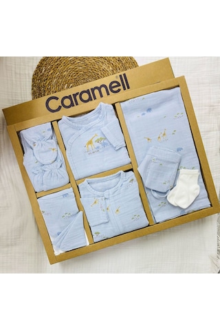 Müslin Safari 10'lu Set Yazlık Hastane Çıkışı Zıbın Seti Mavi