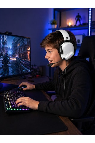 Rgb Işıklı Gaming Kulaklık Mikrofonlu 40mm Sürücü Kablolu Oyuncu Kulaklığı