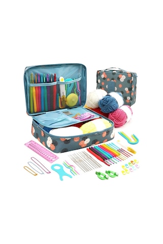 Dinosaurs Saklama Çantası Örgü Iğneleri Seti Dıy Sanat Zanaat Dikiş Araçları İle Tığ Kanca Kiti Altın