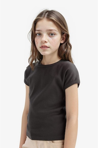 DeFacto Kız Çocuk Slim Fit Dar Kesim Bisiklet Yaka Basic Düz Fitilli Kaşkorse Kısa Kollu Tişört B3053A825SMAR211 Antrasit