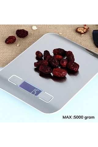Tf 1002 Hassas Ölçümlü Maksimum 5 Kg Kapasiteli Led Ekran Platin Dijital Mutfak Tartısı 4172 Çok Renkli