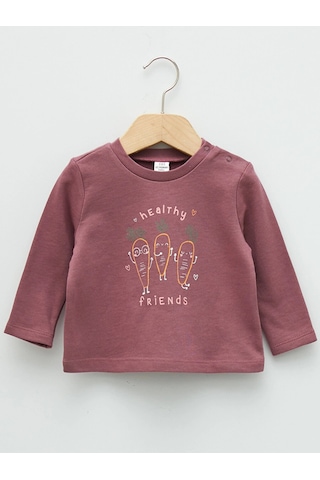 LC Waikiki Lcw Baby Pembe Bisiklet Yaka Uzun Kollu Baskılı Pamuklu Kız Bebek Sweatshirt 2'li Çok Renkli