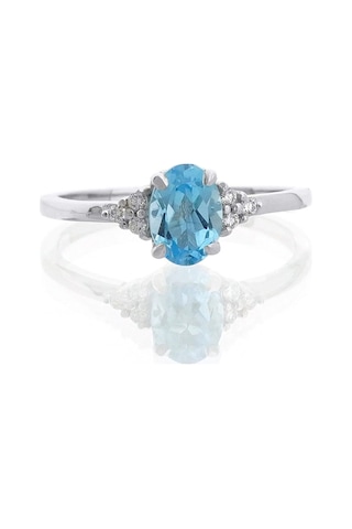 Blue Topaz Oval Tektaş Yüzük