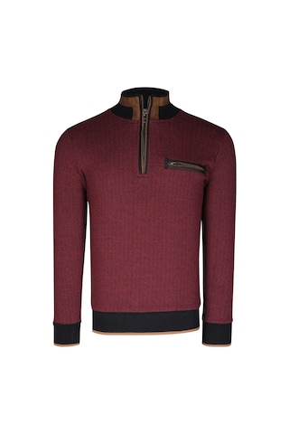 9039 Dewberry Erkek Sweatshırt-desenli Bordo Desenli Bordo