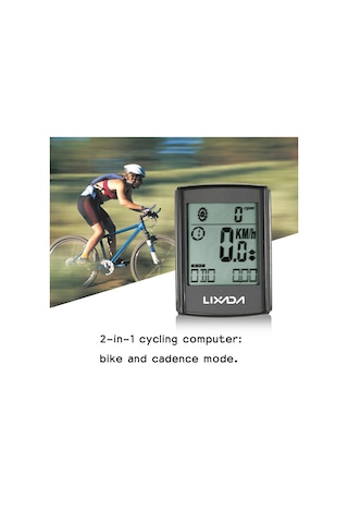 Lixada Büyük Ekran Kablosuz Bisiklet Bilgisayarı Siyah