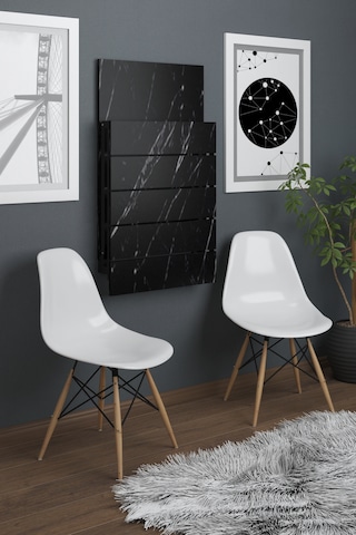 Fulya Duvara Monte Katlanabilir Pratik Yemek Masası Siyah