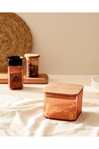 Madame Coco Renard Ahşap Kapaklı Saklama Kabı 500 ML Amber