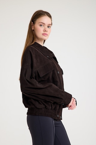 Oversize Bayan Süet Deri Ceket Vb-9-bk-2858-24126 Kahverengi