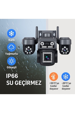 Dört Kameralı Çift Solar Panelli 4g Güvenlik Kamerası