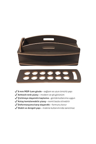 Nespresso Kapsül Standı Ve Çekmecesi Kahve Makinesi Altlığı, Kapsül Düzenleyici Organizer 20x38x15 Cm Antrasit