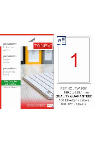 Tanex Tw-2001 Etiket