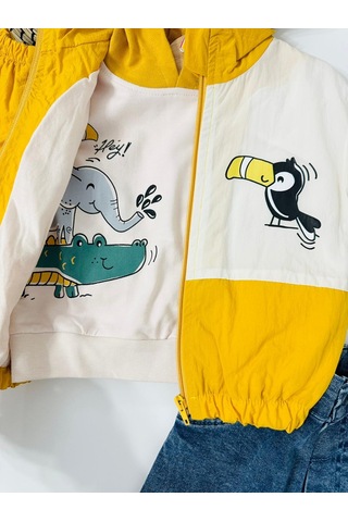 Şaşkın Papağan Fermuar Yağmurluklu Mevsimlik 3lü Takım Sari