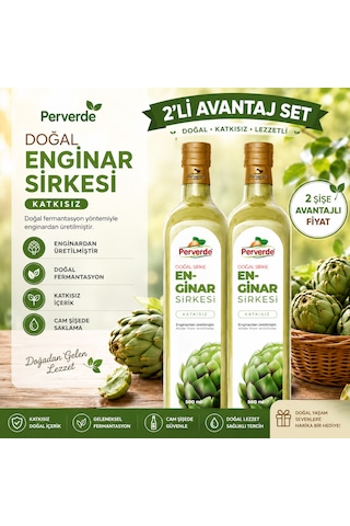 Doğal Fermantasyon Enginar Sirkesi 2'li Avantaj Seti 2x500 Ml - Katkısız & Geleneksel Cam Şişe
