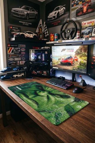 Hulk Yeşil Teknolojik Blueprint 40x90 Cm Oyuncu Mousepad Kaymaz Taban Büyük Boy