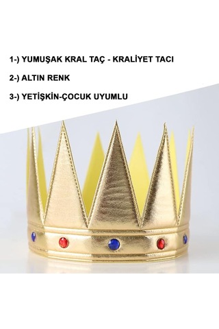 Tiyatro Aksesuarı Eğlence Ürünü Parti Malzemesi Altın Renk Eva Kral Kraliyet Tacı Yetişkin Çocuk Tüm Yaşlar