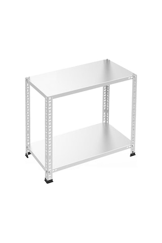 Rafburada 2 Katlı Galvaniz Çelik Raf - Depo, Arşiv, Kiler, Dosya, Market Rafı-31x60 cm-50 cm-0.70 mm