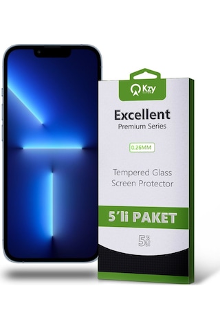 Apple Uyumlu   iPhone 13 Pro Max ile Temperli Ekran Koruyucu Kırılmaz Cam Ekonomik 5'li Paket
