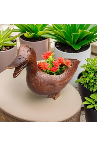 Suntek Magideal Ördek Heykeli Saksı Balkon Bitki Tutucu