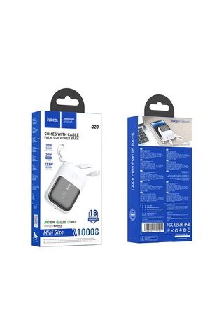 Hoco Q20 Fountain 10000mah 22.5w+pd20w Dijital Göstergeli Kablolu Powerbank Beyaz BEYAZ